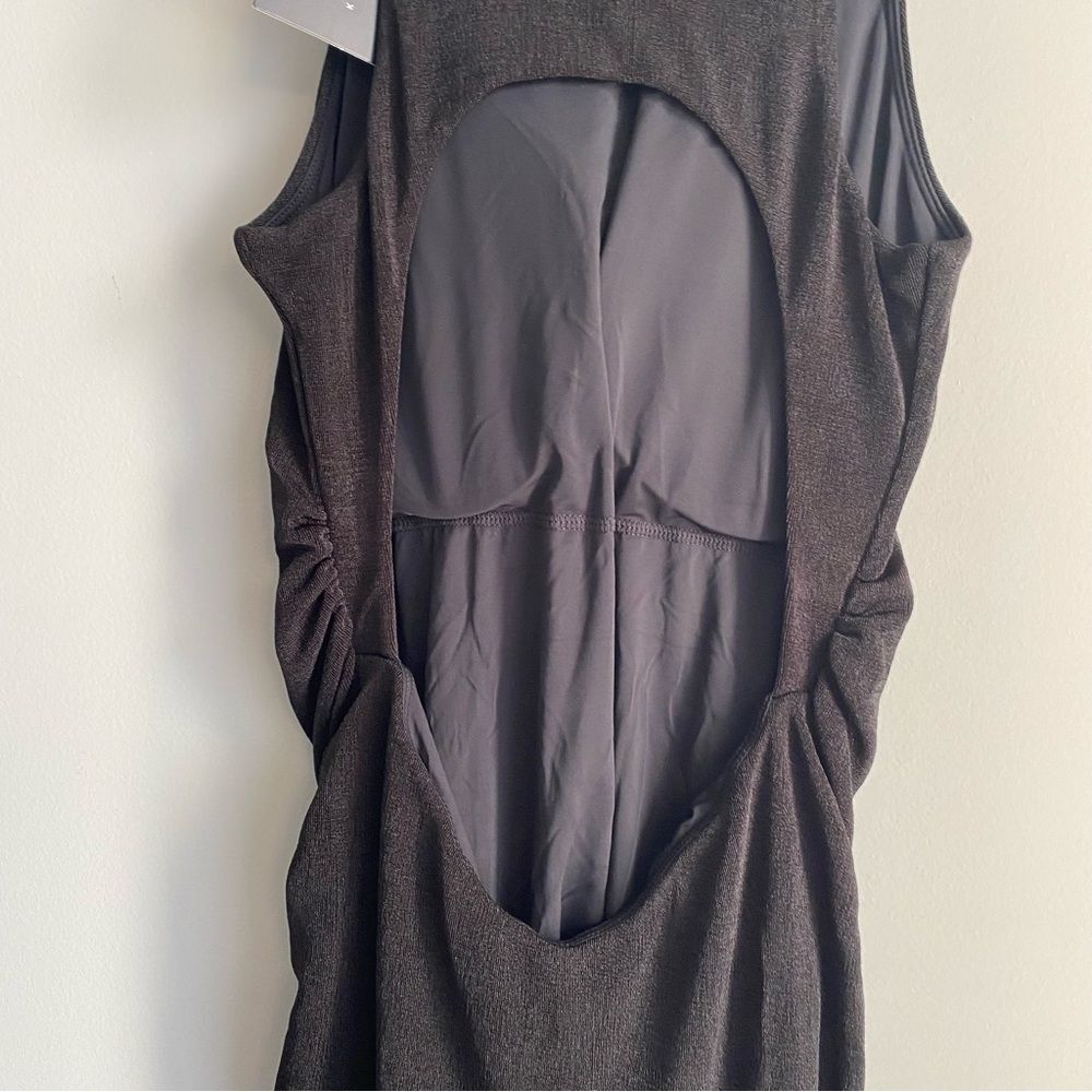 Klassy Network High Neck Open Back Ruched Bodycon Midi Dress - Picture 6 of 6